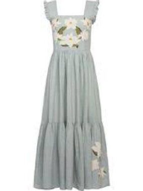 Carolina K Kuna Light Blue Floral Embroidered Maxi Dress medium